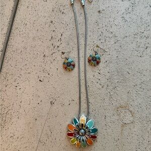 Brighton Posh Posey flower enamel pendant and earrings